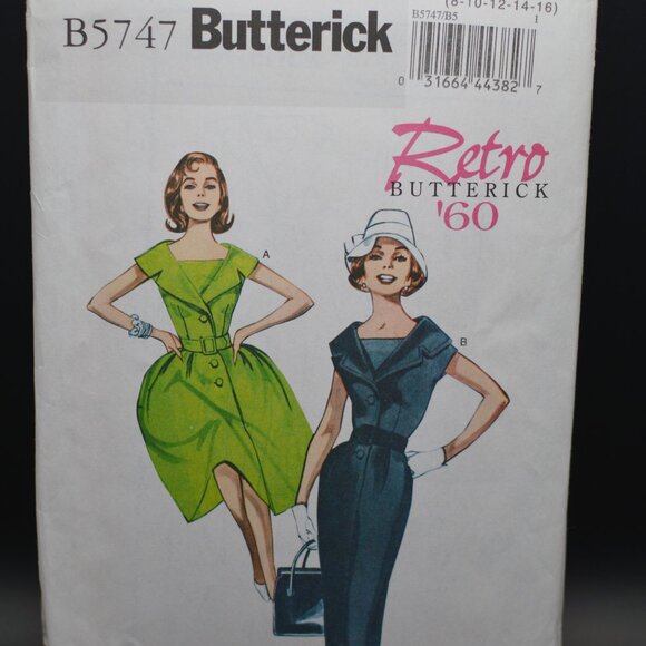 Butterick Pattern B5747 Retro 1960s 2 Dress Size 8-24 NWT - Picture 1 of 3